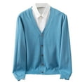 thumbnail image 6 of Men's Knit Cardigan Sweater Button Up Casual Loose Outfit for Fall & Spring(Blue XXL), 6 of 6