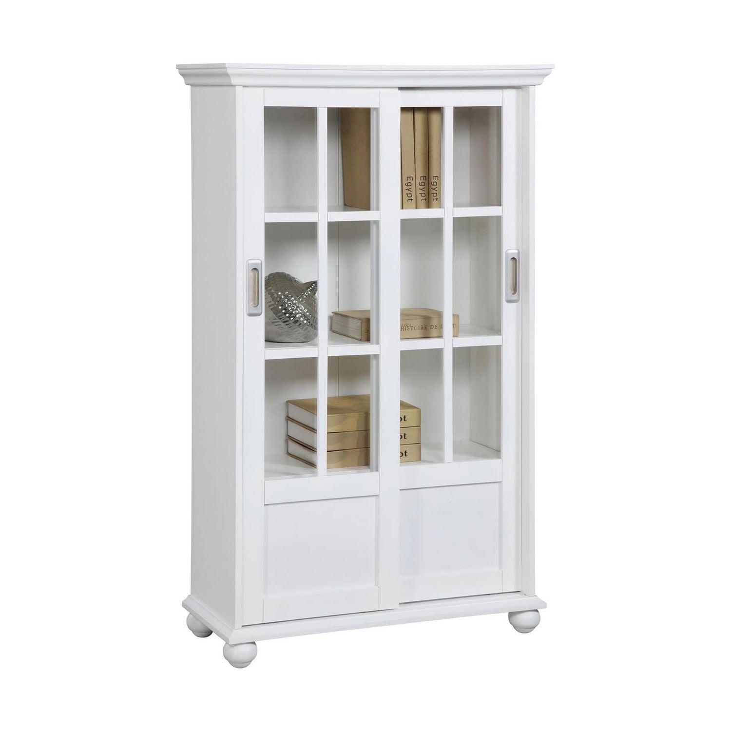 Ameriwood Home Aaron Lane Bookcase with Sliding Glass Doors, White