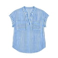 thumbnail image 5 of VBVC Women's Striped V Neck Tops , Summer Casual Loose Blouses For Women,Ladies' Dolman Sleeve Tunic Shirts with Pockets,Blue,S-2XL, 5 of 10