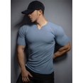 thumbnail image 3 of Camiseta de manga corta con cuello en V para hombre, ropa ajustada de algodón, informal, para gimnasio, Fitness, verano, 2024, 3 of 5