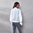 thumbnail image 2 of SWSMCLT Women's Button Fashion Loose Deep V Neck V Neck Sweater Vest Knit Soft Cute Asymmetrical Sweater Light Blue Large, 2 of 4