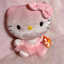 Ty Beanie Babies - Hello Kitty Ballerina Polka Dot (Pink Velvet 7" Plush)(BONUS ONE FUN CHOPS)