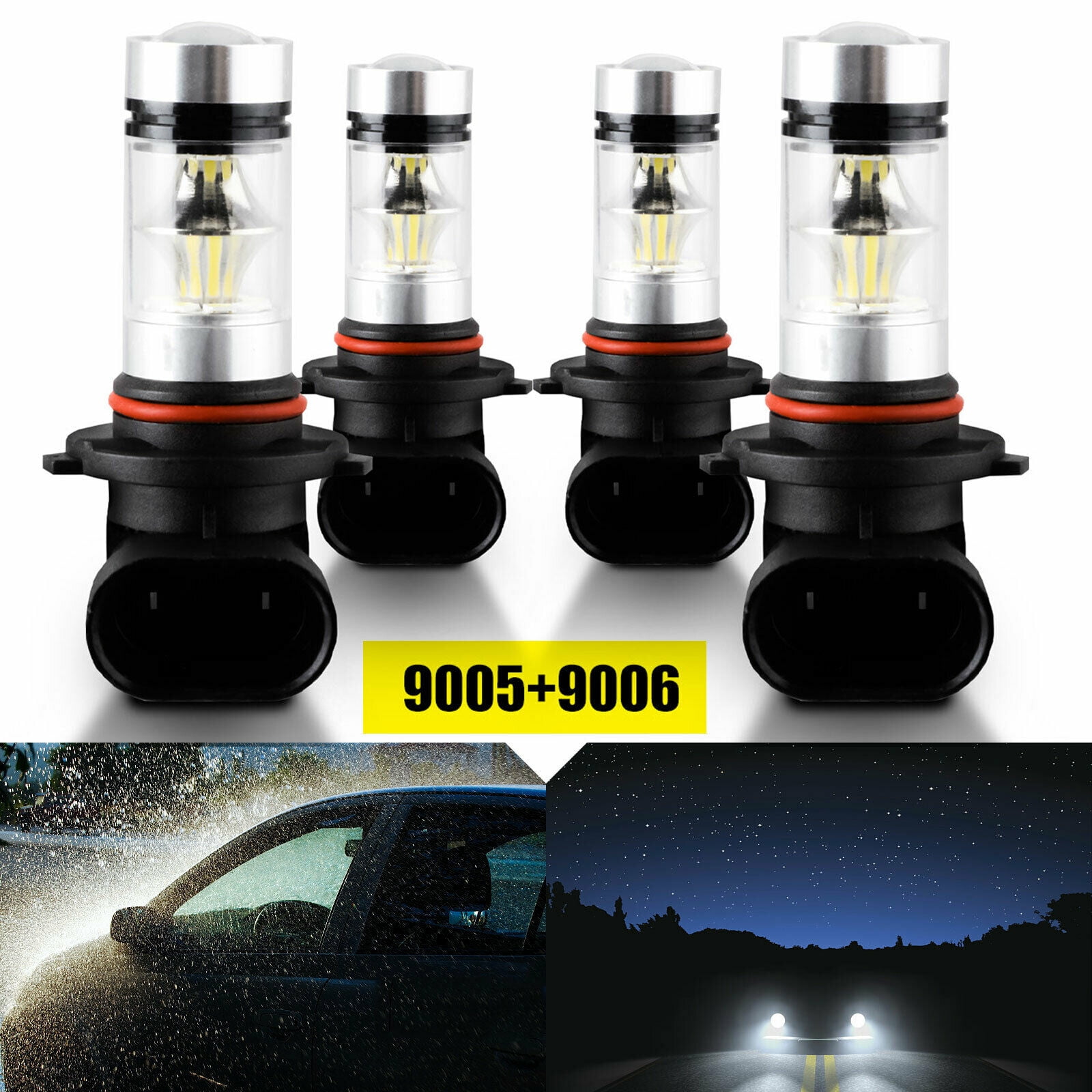 Combo 9005 9006 LED HiLow Beam Headlight Fog lights White 200W 8000LM