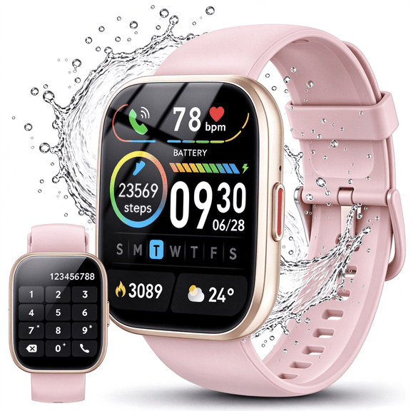 Fitness Tracker for Men Women, 2026 New 1.85" HD Smartwatch, Smart Watch with 110 Sport Modes, IP68 Waterproof Pedometer, Compatible with Android and Ios, Pink