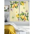 thumbnail image 3 of Lemon Flower Butterfly Sheer Curtains 72 Inch Long 2 Panels, Leaf Yellow White Striped Light Filtering Rod Pocket Semi Sheer Curtains, Sheer Voile Drapes for Living Room Bedroom, 52"x72", 3 of 5