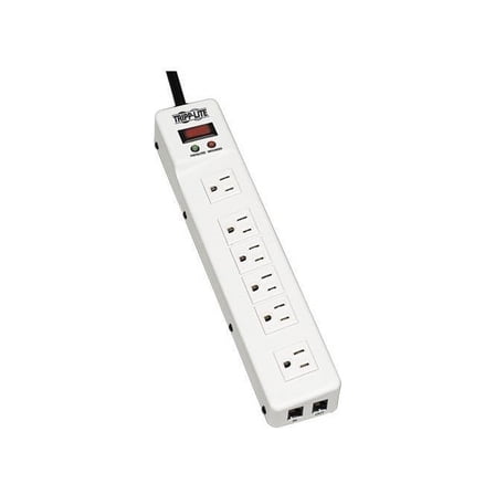 Tripp Lite Surge Protector Power Strip 120V RJ11 RT Angle 6 Outlet Metal 15' Crd
