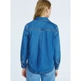 thumbnail image 3 of Free Assembly Women's Button Up Denim Shirt with Long Sleeves, Sizes XS-XXL, 3 of 5