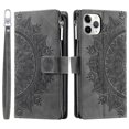 thumbnail image 5 of Dteck Zipper Wallet Case for iPhone 11 Pro Max,Magnetic Durable PU Leather Flower Embossed Case Zipper Card Holder Wallet Kickstand Cover with Detachable Shoulder Strap/Wrist Strap,Gray, 5 of 6