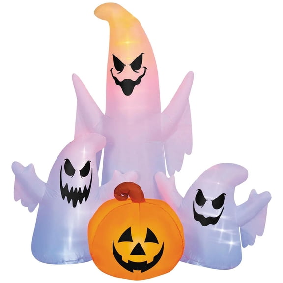 Gemmy Halloween Scary Ghost Trio Inflatable Decoration - White