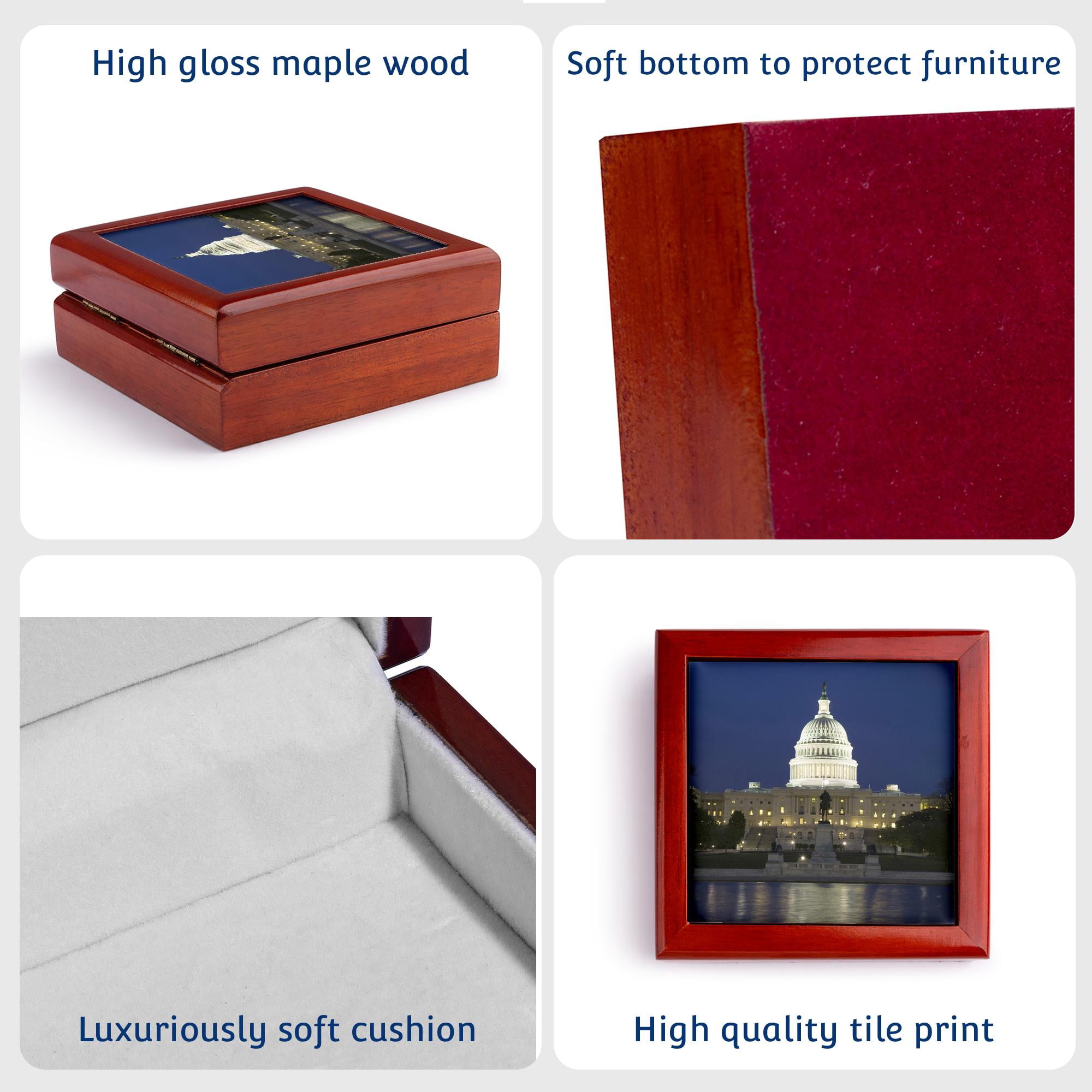 3dRose, Washington, D.C. Reflection of Capitol Building - US09 BJA0045 - Jaynes Gallery, Jewelry Box 5.5x5.5 inch with 4 inch tile