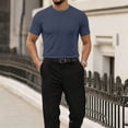 thumbnail image 3 of Breeze Shirts for Men Beer Belly Short Sleeve Textured Work Shirts Crew Neck Tretchy Quick Dry Soft Top, M, 3 of 8