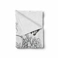thumbnail image 2 of Day of the Dead Soft Flannel Fleece Blanket, Skull with Flower Blooms and Butterflies Vintage Gothic Design Print, Cozy Plush for Indoor and Outdoor Use, 60" x 80", Black and White, by Ambesonne, 2 of 6