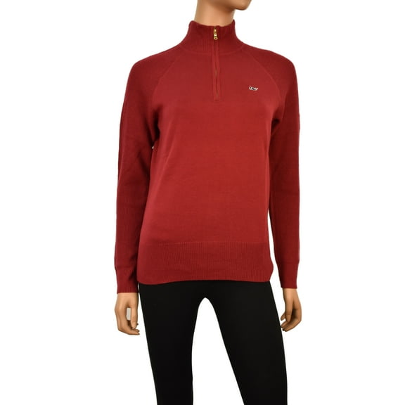 Vineyard Vines Women's 1/4 zip Sweater Pullover $148.00 in Vermilion (M) Medium