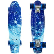 Penny Board, 22" Mini Skateboard Plastic Cruiser Board with All-in-One Skate T-Tool (Blue-Sky)