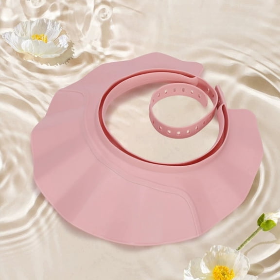Adjustable Shampoo Shield for Adults & Kids, TPE Soft Shampoo Cap, Eye & Ear Protection Bath Visor, No-Tear Hair Washing Shower Cap (Pink/Grey)