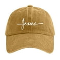 thumbnail image 3 of Jesus Cross Print Washed Baseball Cap Unisex Vintage Religious Dad Hat Adjustable Curved Brim Sun Hat Yellow, 3 of 3