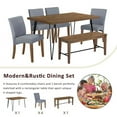 thumbnail image 4 of Modern 6-Piece Dining Table Set with V-Shape Metal Legs, Wood Kitchen Table Set with 4 Upholstered Chairs and Bench for 6,Brown, 4 of 5