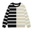 thumbnail image 3 of SGFCWSX Girls Crew Neck Sweatshirt Striped Color Block Pullover Top Kids Oversized Sweatshirts Black Size 9 Years, 3 of 3