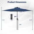 thumbnail image 3 of Costway 7.5 ft Solar Powered Patio Umbrella with LED Lights Push Button Tilt Crank Handle Navy, 3 of 10