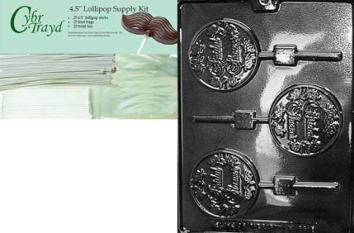 CybrtraydIts a Girl Business Card Chocolate Candy Mold with Packaging Bundle of 50 Cello Bags 25 Gold//25 Silver Twist Ties and Chocolate Molding Instructions