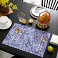 thumbnail image 3 of Purple Navy Blue Placemats Set of 8, Retro Botanical Abstract Art Placemats for Dining Table, Place Mats for Kitchen Tabletop, Waterproof Wipeable Dining Table Mats Set, 3 of 9