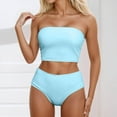 thumbnail image 2 of Daznico Women's Strapless Bikini Set Off The Shoulder Two Piece Swimsuit High Waisted High Slit Swimsuit,XL, 2 of 5