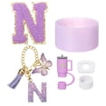 thumbnail image 1 of Juego de accesorios para taza Uxcell para vaso con mango, que incluye cubierta de paja de silicona, bota, tapón a prueba de derrames, encanto de mango, etiqueta inicial N, 1 of 7