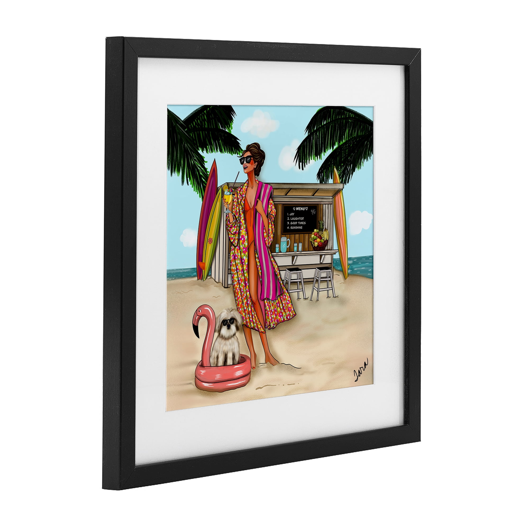 Stupell Industries Beach Girl in Summer Sun Black Framed Print Under Glass, design by Tara Boone