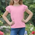 thumbnail image 5 of CYRBOKO T-shirts for Girls, 2025 Flutter&nbsp;Sleeve Comfy Casual Summer Tops Pink Size 7-8 T, 5 of 9
