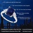thumbnail image 2 of Gem Stone King 2.91 Cttw 10K White Gold Blue Sapphire and White Moissanite 3 Stone Engagement Ring for Women | Emerald Cut 9X7MM | Three Stone Wedding Anniversary Promise Ring for Women, 2 of 4