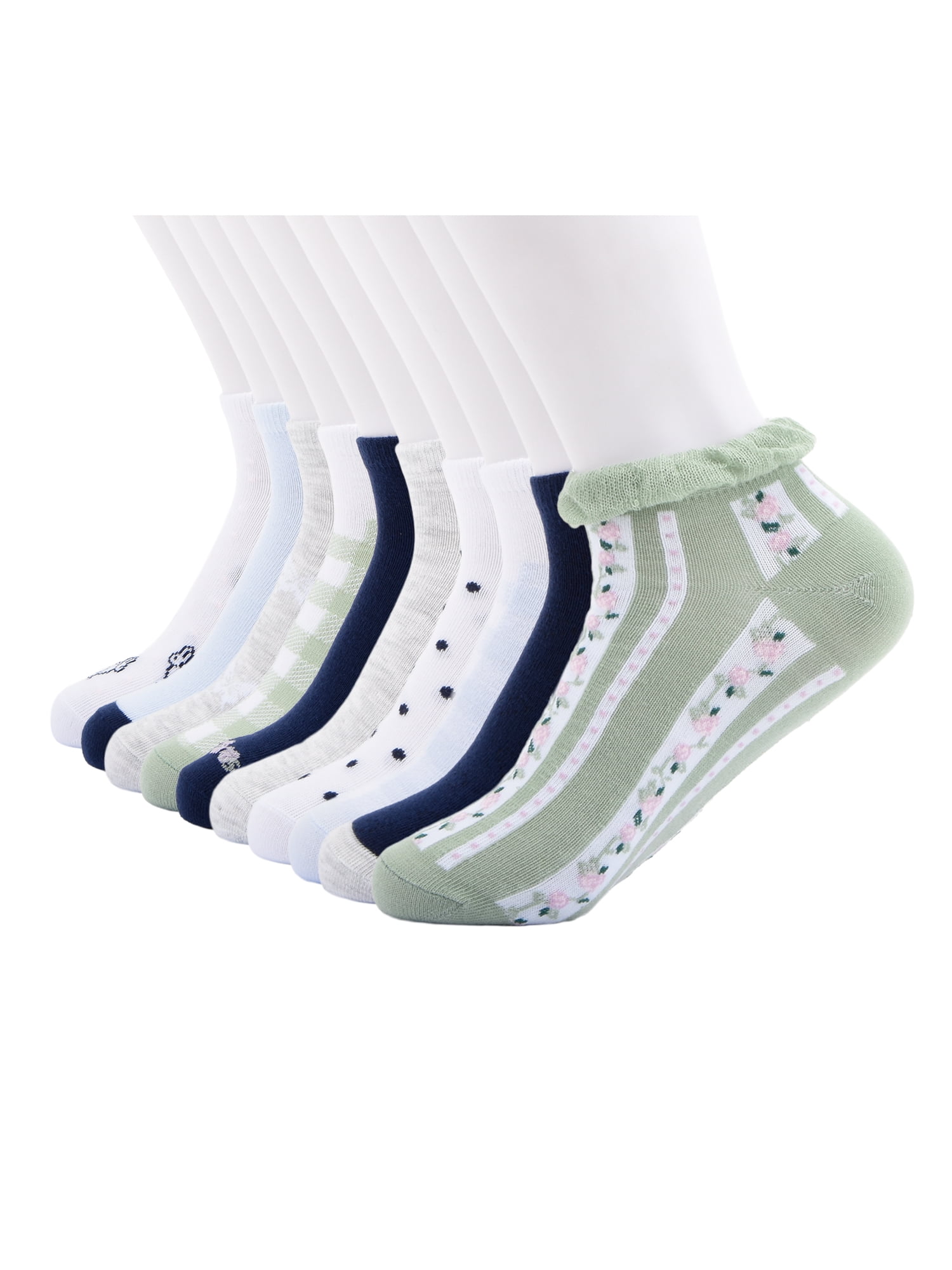 No Boundaries Women’s Low Cut Socks, 10 Pack, Shoe Sizes 4-10