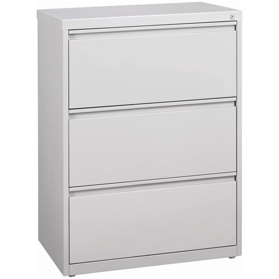 Scranton & Co 3-Drawer Modern Metal Lateral Filing Cabinet in Light Gray