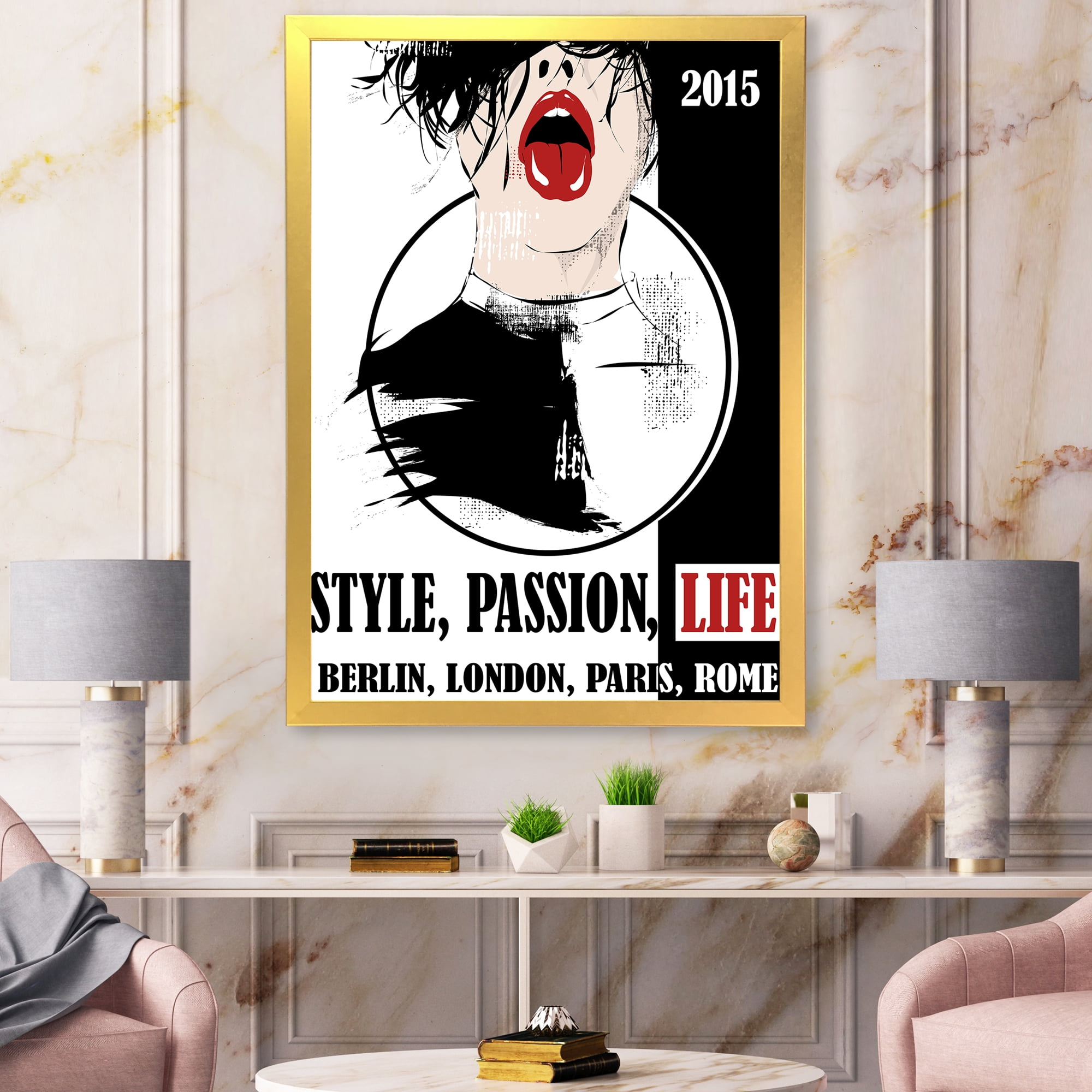 Designart 'Style Passion Life Fashion Woman VIII' Vintage Framed Art Print
