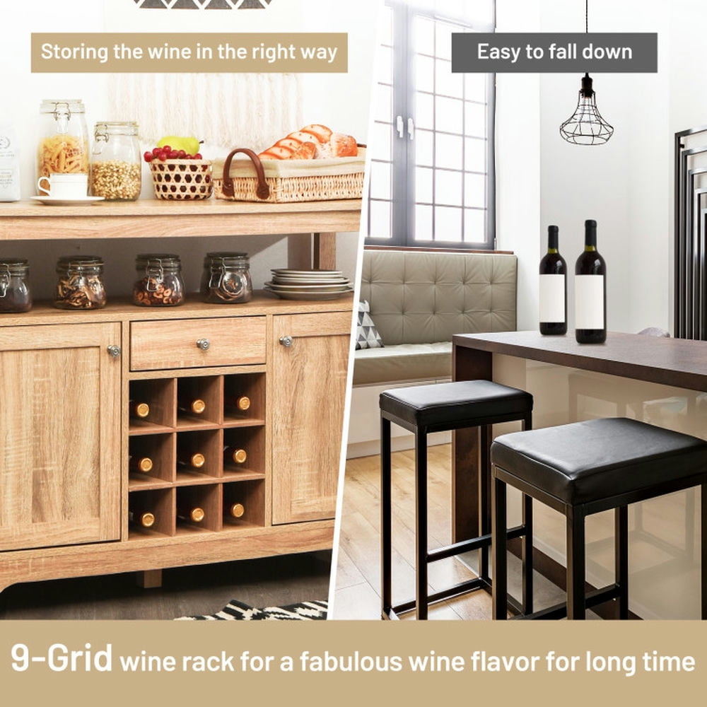 Finihen Kitchen Storage Cabinet, Buffet Sideboard, Server Buffet Sideboard With Wine Rack and Open Shelf, for Dining Room, Kitchen, Living Room, Natural Finihen Kitchen Storage Cabinet, Buffet Sideboard, Server Buffet Sideboard With Wine Rack and Open Shelf, for Dining Room, Kitchen, Living Room, Natural