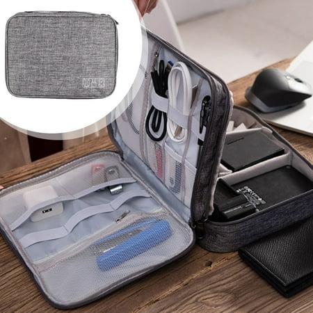 Vikakiooze Travel Organizer Electronic Accessories Case Portable Tech Travel Gifts For Men Three Layer Cable Storage Bag For Cord Charger Flash Drive Phone