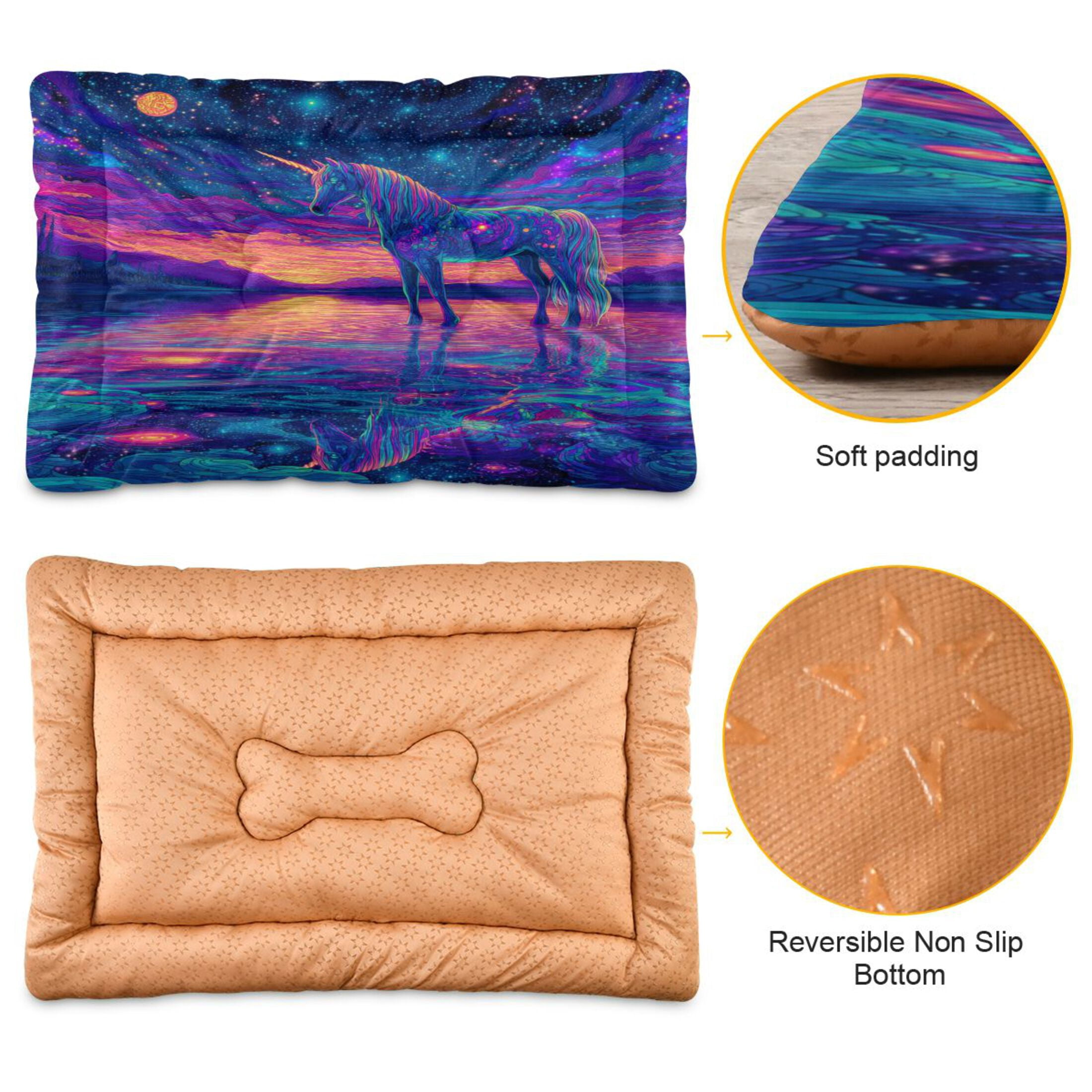 Qxltty Unicorn Horse Ped Pad Wear-resistant and Hard to Bite Through Sleeping Pad for Small Medium Large Dogs Winter Pet Bed 36×24in