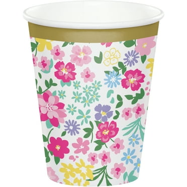 Creative Converting Multi-color Floral Paper Party Supply Sets, (24 Pieces) 9"