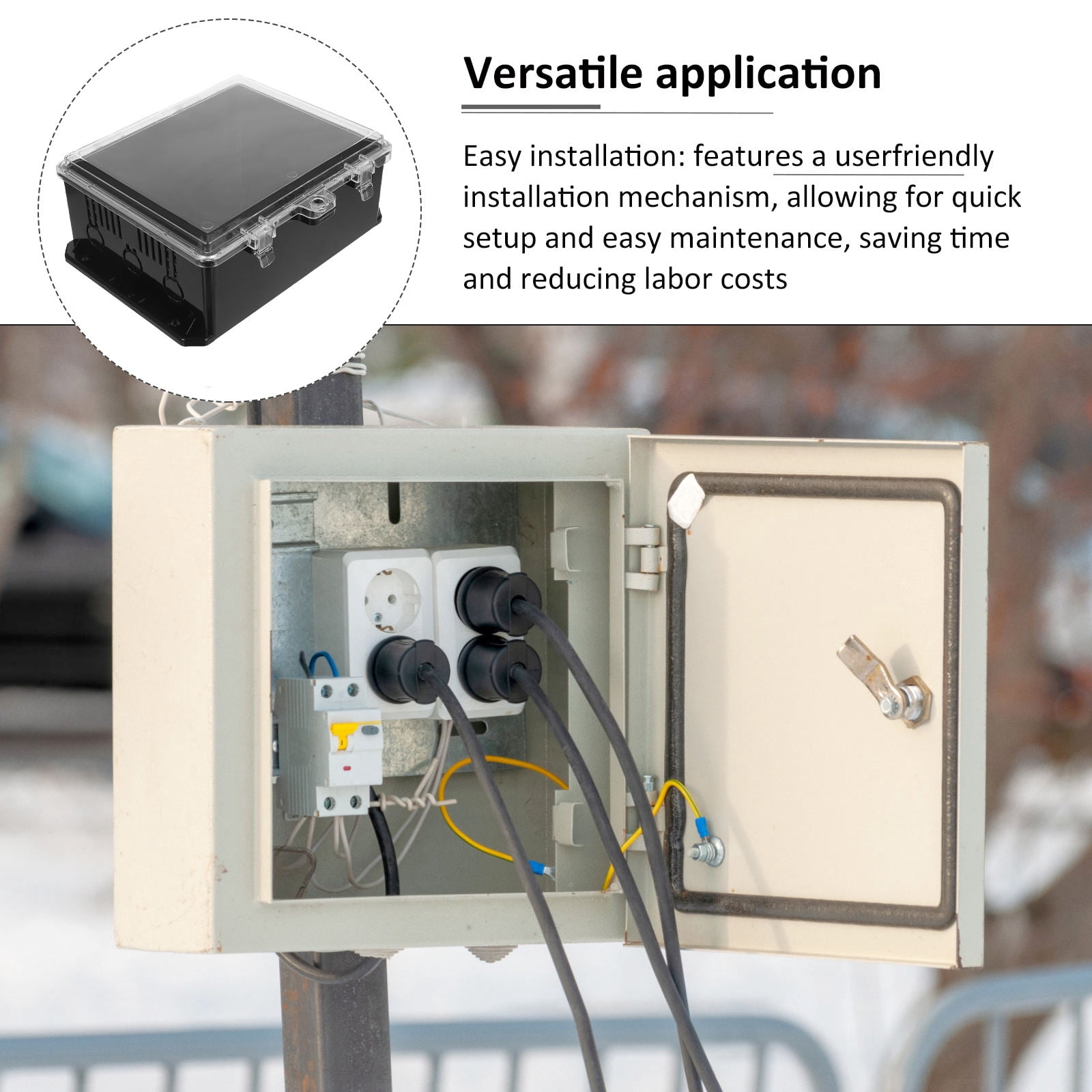 ETHZZLE Weatherproof Outdoor Electrical Junction Box Black Easy Installation