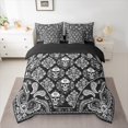 thumbnail image 2 of Homewish Teens Adults Gothic Skull Bedding Comforter Set 7pcs,Bohemian Damask Paisley Queen Bedding Sets Super Cozy,Exotic Style Queen Sheet Sets,Ultra Soft Home Decor,Reversible, 2 of 8