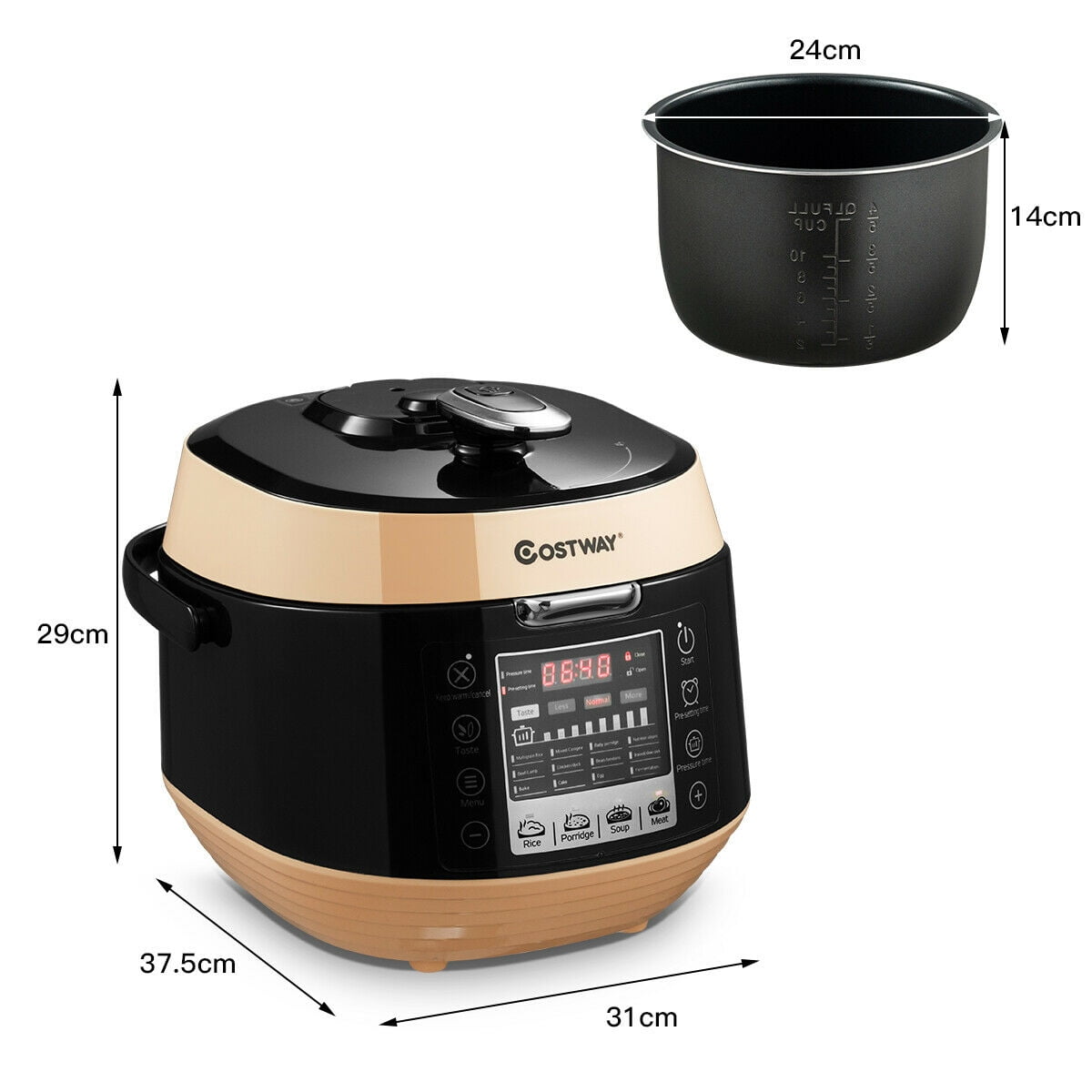 Costway 5.3 Qt 12 in 1 Multi use Programmable Electric Pressure Cooker Non stick Pot Walmart