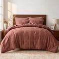 thumbnail image 2 of Regency Heights King Size Comforter Set – Clay Striped Woven Bed in a Bag, 9-Piece Bedding set with Sheets, Machine Washable for All Seasons, 2 of 10