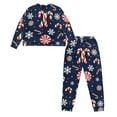 thumbnail image 3 of Tutolipy Christmas Pjs Set for Women Snowflake Lollipop Printed Drawstring Pajamas Comfy Sleepwear Long Sleeve Shirt and Pajama Pants Lounge Sets, 2XL, 3 of 7