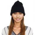 thumbnail image 2 of Warm Winter Knit Cuffed Beanie Cap for Women Men Daily Slouchy Ski Hat Cap- Black, 2 of 6