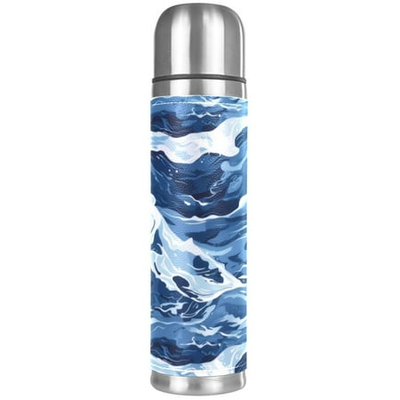 

HOHODIY Stainless Steel Vacuum Thermos Bottle Painted Insulated Bottle 18 oz Leak Proof Water Bottle for Keeping Liquids Hot or Cold for Up to 24 Hours Ocean Wave