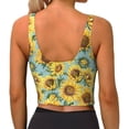 thumbnail image 3 of Fotbe Farmhouse Sunflower Pattern Womens' Sports Bra Longline Wirefree Padded with Medium Support Sports Moisture-Wicking Workou Vest,Tank Top-Small, 3 of 9