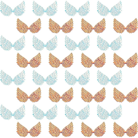 40PCS 2.5 Inch Laser Angel Wings Fabric Embossed Patches Applique 2 Colors Mini Wings Crafts for DIY Craft Hair Accessories Decoration Clothing Ornament Supplies Shirts Jeans Craft Sewing