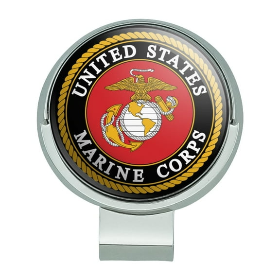 Marines USMC Emblem Black Yellow Red Officially Licensed Golf Hat Clip With Magnetic Ball Marker
