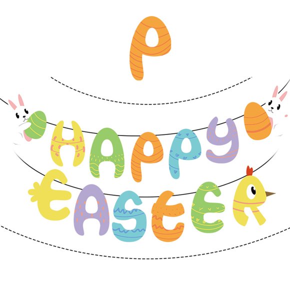 Easter Banner Set Hanging: Letter Bunting Banner Holiday Banner Party Decoration