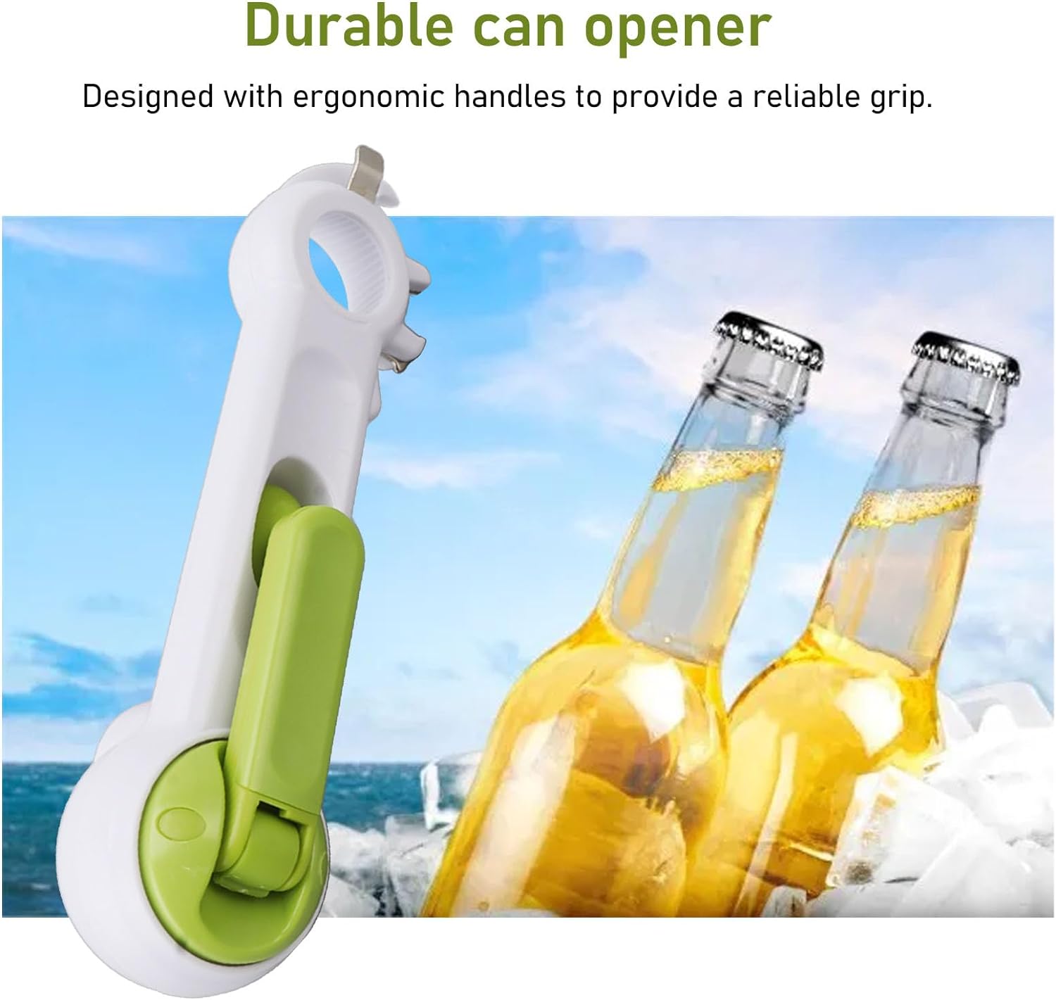 FRKSMD-6 in 1 ABS Manual Multi Function Can Opener Lightweight Portable Can and Jar Opener for Drinks Beer Bottles Daily Kitchen Use