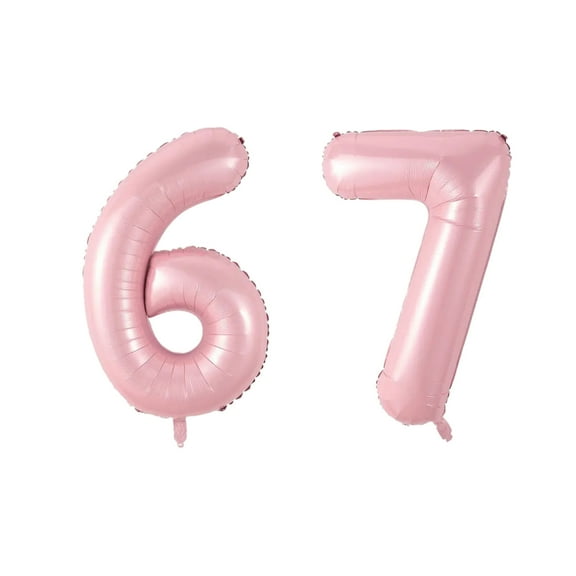 Number Sixty Seven Balloon Soft Pastel Pink Number 67 Balloon 32" Large Festive Decoration